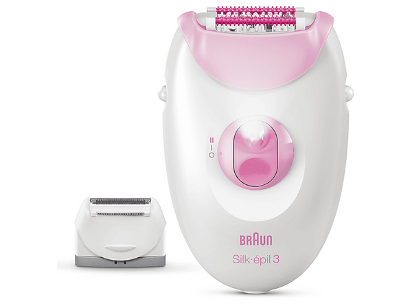 Depiladora - Braun Silk·épil 3 3-031, Depiladora de arranque con cable, Piel suave duradera, Cabezal rasuradora, Rosa
