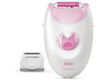 Depiladora - Braun Silk·épil 3 3-031, Depiladora de arranque con cable, Piel suave duradera, Cabezal rasuradora, Rosa