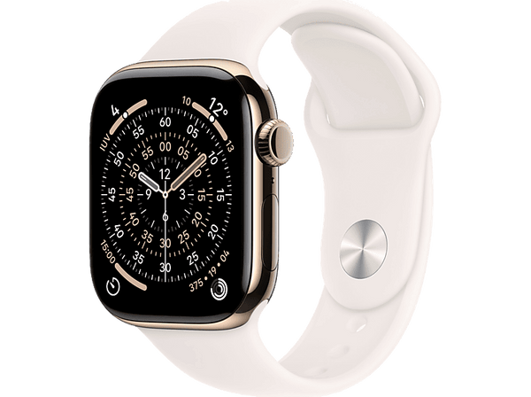 Apple Watch Series 11 (2025), GPS+CEL, 42 mm, Caja de titanio Oro, Correa deportiva Rosa rubor, S/M, Calidad del sueño, 24h Autonomía