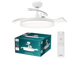 Ventilador de techo - Philips Tynl (2026), 32 W, 6 Velocidades, Aspas retráctiles, 4500 lúmenes regulables, Mando a distancia, Blanco