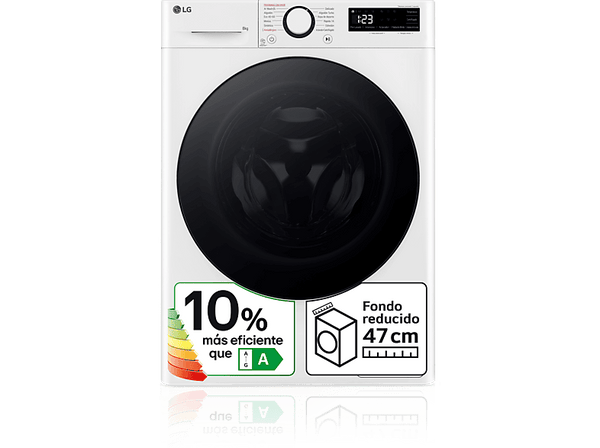 Lavadora carga frontal - LG F2WR5S08AGW, Serie fondo especial 500, 8 kg, 1200 rpm, 12 programas,  AI Direct Drive™, Steam™, Blanco
