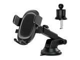 Soporte de móvil para coche - Baseus Clamp-Type Set, Doble modalidad: Ventosa y Gancho de rejilla, Sujeción automática, Universal, Negro Cluster