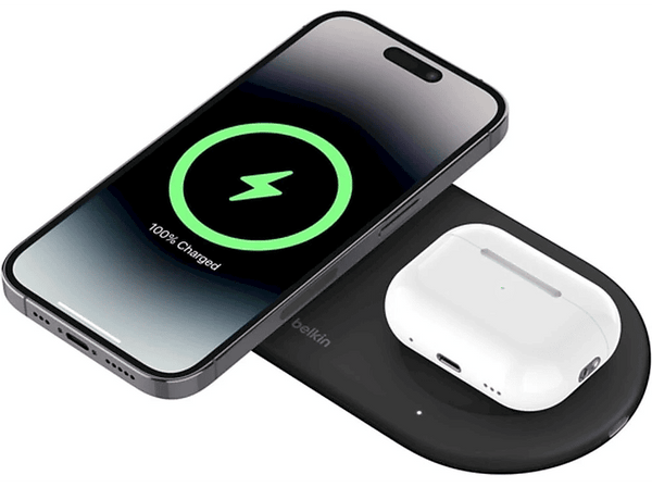 Cargador inalámbrico - Belkin WIZ021vfBK, Apple iPhone, 15W, puerto USB-C, Negro