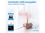 Ventilador portátil - Jisulife Life8 Plus, 10W, 4500 mAh, 3 Velocidades, Hasta 46h Autonomía, Blanco