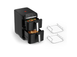 Freidora de aire - Moulinex Dual Easy Fry Stack EZ7568, Doble cesta vertical, Sistema Genius, 10 L, 7 Programas automáticos, Compacta, Negro