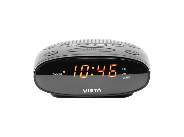 Radio despertador - Vieta VH-AL100BK, 4W, Altavoz Incorporado, Pantalla LED, Funciona a Pilas, Negro