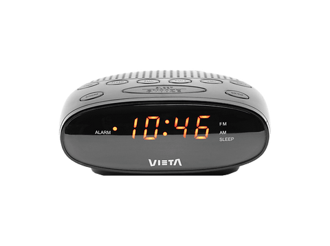 Radio despertador - Vieta VH-AL100BK, 4W, Altavoz Incorporado, Pantalla LED, Funciona a Pilas, Negro