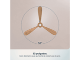 Ventilador de techo - Cecotec EnergySilence 5400 Classic, Motor DC 40 W, Mando, 6 velocidades, Temporizador 8h, 3 aspas, Blanco y madera clara