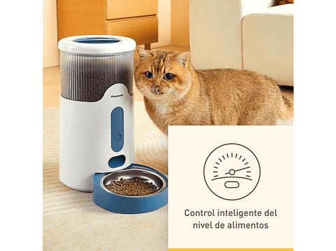 Comedero automático inteligente - Panasonic CP-JNF01CW, Apto para Lavavajillas, Fabricado en Acero Inoxidable Higiénico, Blanco