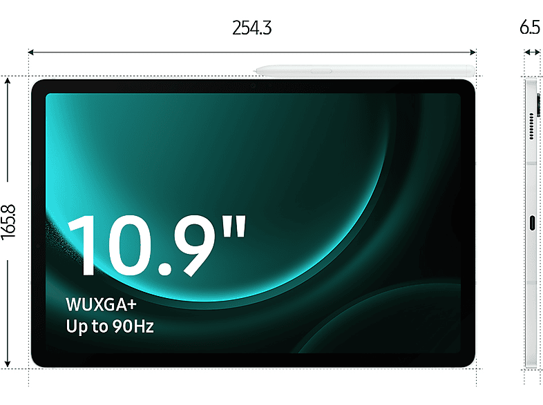 Tablet - Samsung Galaxy Tab S9 FE Wifi, 128GB, 6GB RAM, Verde Claro, 10.9, S Pen, WQXGA+, Exynos 1380, Android 13