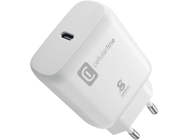 Cargador - CellularLine ACHSMUSBCPD25WSMLW, Universal, USB-C, 25W, Blanco