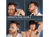 Cortapelos - Rowenta TN9710,  Recortadora Multigroom 16 en 1, Cuchillas con revestimiento de Titanio, 360 min, 7 peines para pelo, Motor 8000 rpm Azul