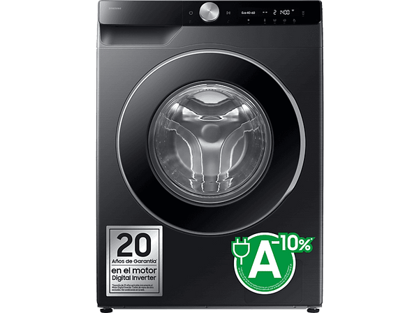 Lavadora carga frontal - Samsung WW90DG6U85LBU3, 9 kg, 1400 rpm, Autodosificador, AI EcoBubble™, AI Wash, Negro