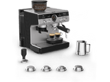 Cafetera express - Krups Precision XP801T, Molinillo integrado, 30 ajustes de molienda, 15 bares, 1500 W, 3.5 L, Thermoblock, 2 tazas,  Inox