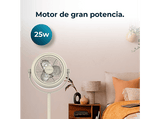 Ventilador de pie - Cecotec EnergySilence 250 ClassicStyle, 25 W, 10 (25 cm), 2 velocidades, 3 aspas, Oscilante, Retro, Beige