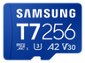 Tarjeta Micro SDXC - Samsung T7 MB-MB256T, 256 GB, Lectura hasta 170 MB/s, UHS Clase 3, A2, V30, Azul