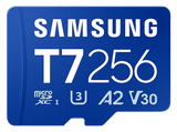 Tarjeta Micro SDXC - Samsung T7 MB-MB256T, 256 GB, Lectura hasta 170 MB/s, UHS Clase 3, A2, V30, Azul