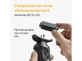 Recambio para afeitadora - Braun 54B, Compatible con series 5, Negro