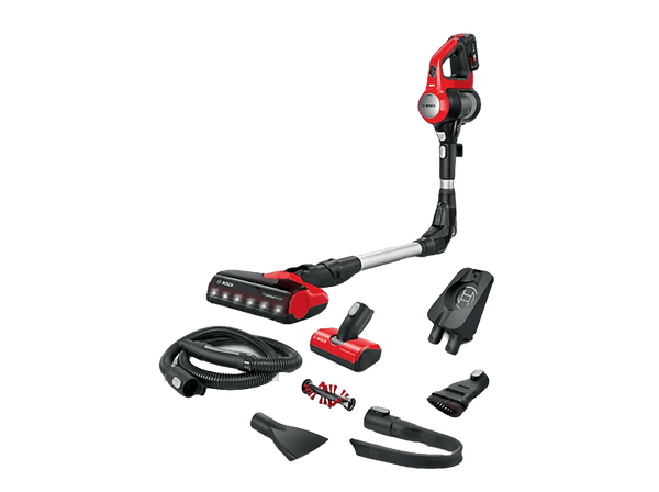 Aspirador escoba - Bosch BCS711PET Proanimal, 18 V, 40 min, Accesorios, Negro, Rojo