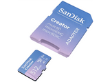 Tarjeta Micro SDXC - Sandisk Creator microSD UHS-I 512 GB, con adaptador, Hasta 190 MB/s, 4K y 5.3K, V30, A2, Azul