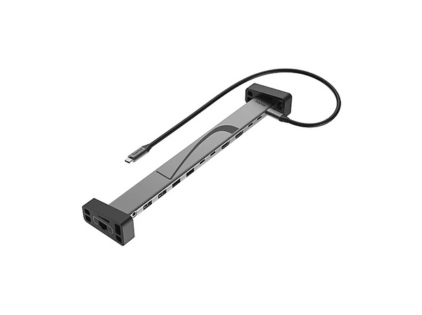 Docking station - Hama 00200149, 12 conexiones: USB-A, USB-C, HDMI, DisplayPort, RJ45, Audio Jack, Gris