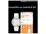 Smartwatch - Huawei Watch GT5 Pro 42mm, Llamadas Bluetooth, Respuesta con Teclado, Mapas Campos Golf, 7 días batería, Correa Cerámico Blanco