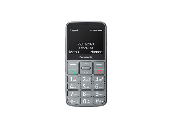Móvil - Panasonic KX-TU160, Gris, 1100 mAh, Pantalla TFT-LCD grande de 2,4'', Teclas retroiluminadas, Compatible con audífonos, Luz LED brillante