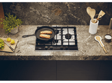Placa gas - Haier Series 4 HAHG6D5TX, 4 Quemadores, Gas natural, Zona grande 13.8cm, Rejillas hierro fundido, Preciflame, 60 cm, Inox