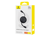 Cable USB-C - Baseus Free2Pull, Retráctil, Tipo C a Tipo C, Cable de 100 cm, Universal, 60W, Negro Cluster