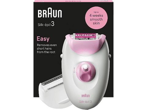 Depiladora - Braun Silk-épil 3 3-031, Depiladora con cable, Rasura y recorta, 2 accesorios