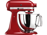Robot amasador - Kitchen-Aid Artisan 5KSM125EER, 300W, 4.8 l, Hasta 220 rpm, 4 accesorios, Rojo