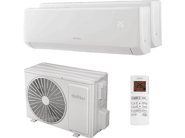 Aire acondicionado - Daitsu DSM-9U2KDB, Split 2x 1, 2.150 fg/h + 2.150 fg/h, Bomba de calor, Blanco