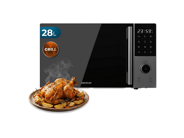 Microondas con grill - Cecotec Proclean 2800, 28 L, 900 W, Grill 1200 W, Convección 2200 W, 8 programas, Plato 315 mm, Gris