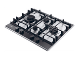 Placa gas - Haier Series 4 HAHG6D5TX, 4 Quemadores, Gas natural, Zona grande 13.8cm, Rejillas hierro fundido, Preciflame, 60 cm, Inox