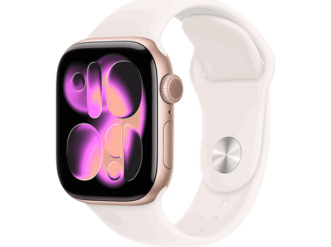 Apple Watch Series 11 (2025), GPS, 42 mm, Caja de aluminio Oro rosa, Correa deportiva Rosa rubor, S/M, Calidad del sueño, 24h Autonomía