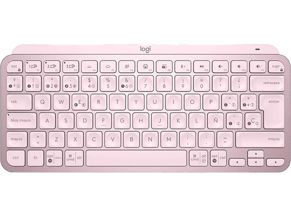 Teclado inalámbrico - Logitech MX Keys Mini, Para Apple Mac/Windows, Bluetooth, Retroiluminación, Botones easy-switch, USB-C, Carga rápida, Rosa