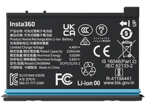 Batería cámara - Insta360 X4 Batteries, 2290 mAh, USB Tipo C, Negro