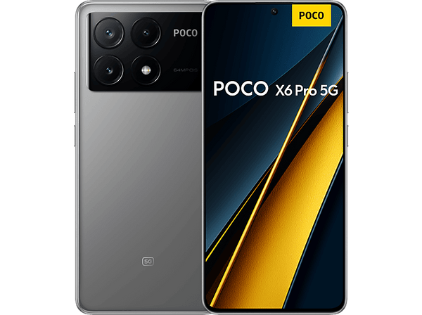 Móvil - Poco X6 Pro, Gris, 512GB, 12GB RAM, 6.67" AMOLED 1,5K, Dimensity 8300-Ultra, 5000 mAh, Xiaomi HyperOS, Android,