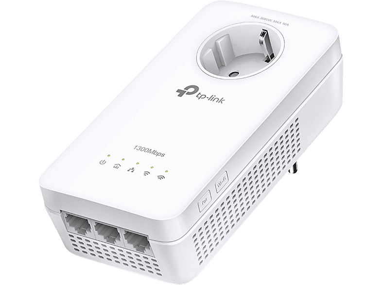 Adaptador PLC - TP-Link TL-WPA8631P, PLC AV1300, Wi-Fi AC1200 Doble Banda, 3 Puertos Gigabit, Blanco