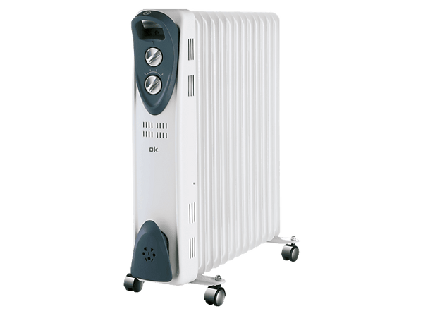 Radiador - ok. ORO 1322524 ES, 2500 W, 3 niveles de calor, 13 elementos, Termostato regulable, Display LED, Blanco