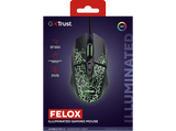 Ratón gaming - Trust Felox, Con Cable, 6400 DPI, Iluminación LED, Cable 1.5m, Negro