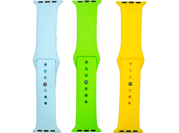 Pack Correas - Friendly License, Apple Watch 38/40/41 mm, Cierre click, Celeste, Verde, Amarillo