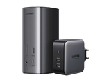 Docking station - Ugreen 90325, 4x USB-A, 3x USB-C ,LAN RJ45, Salida de audio, Lector de tarjetas, 1x HDMI, 1x DisplayPort, Gris