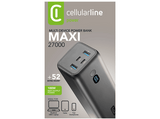 Powerbank - CellularLine PBMAXIIT27000K, 27000 mAh, USB y tipo C, Negro