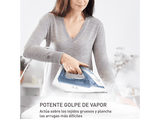 Plancha de vapor - Tefal Virtuo 30 FV2C41, 2000 W, 120 g/min, 0.24 l, Vapor vertical, Antigoteo, Antical,  Blanco / Azul