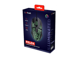Ratón gaming - Trust Felox, Con Cable, 6400 DPI, Iluminación LED, Cable 1.5m, Negro