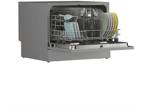 Lavavajillas compacto - Candy Rapido' CP 6E51LS, 6 servicios, 5 programas, 45 cm, Media carga, Silver