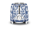 Tostadora - Smeg Blu Mediterraneo por D&G, 950 W, 2 Ranuras, Rebanadas cortas, 6 Niveles tostado, 50's Style