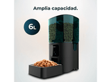Comedero automático inteligente - Cecotec Comedero Pumba 6000 Purrfect Meal Smart,  Control WIFI, 6L de capacidad, Control de porciones, Alarma, Negro