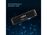 Disco duro SSD interno 500 GB - Crucial P5 Plus, Tecnología PCIe® 4.0 NVMe™, Velocidad lectura 6600 MB/s, Negro